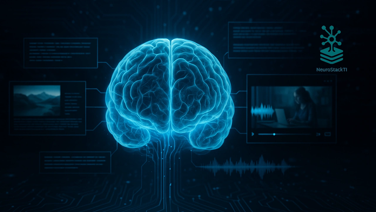 Cérebro digital integrado com dados de texto, imagem, áudio e vídeo - ia multimodal