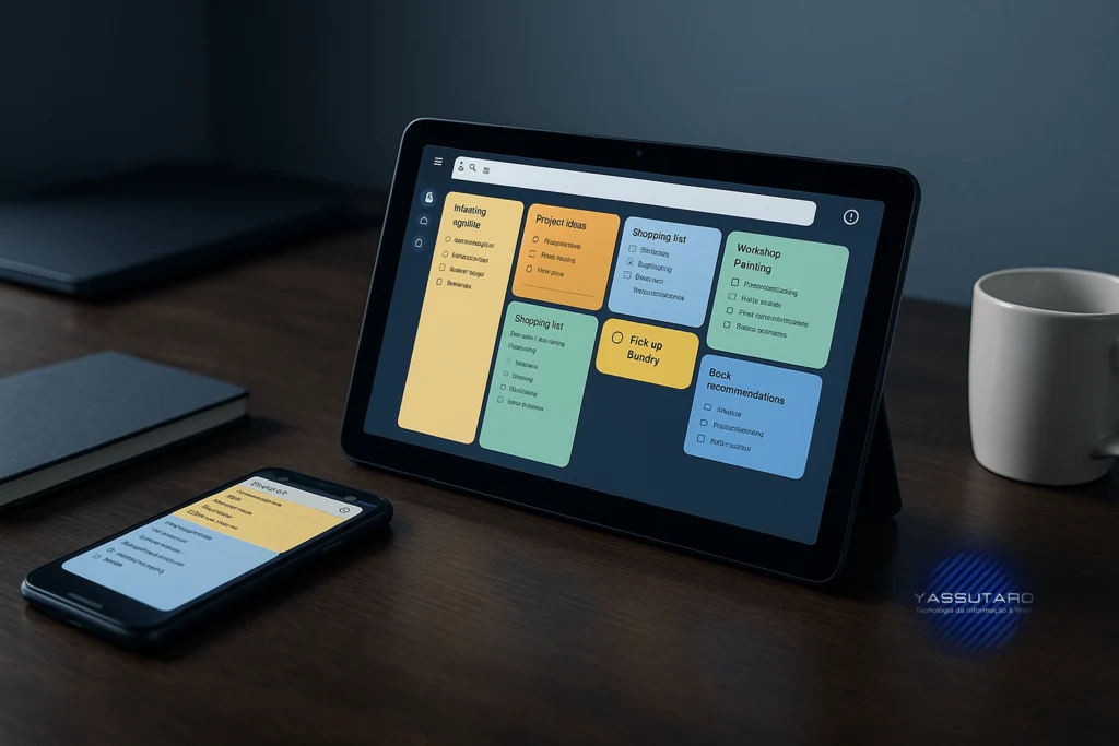 Google Keep interface with notes and reminders