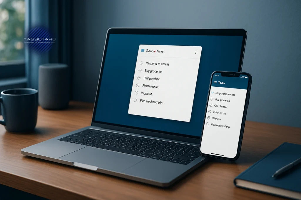 Lista digital organizada com Google Tarefas